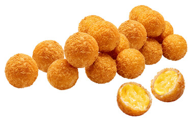 Crispy Cheese ball isolated on white background, Cheese ball or cheesy puffs on white PNG file.
