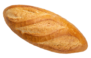Freshly baked baguette or multigrain loaf bread on brown white PNG File.