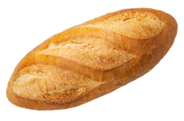 Freshly baked baguette or multigrain loaf bread on brown white PNG File.