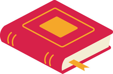 Flat Red Book Vector Illustration