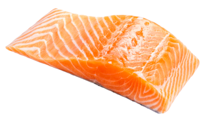 Close up view fresh Salmon fish fillet, Natural Atlantic Norwegian Salmon Fillet Texture. PNG file.