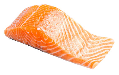 Close up view fresh Salmon fish fillet, Natural Atlantic Norwegian Salmon Fillet Texture. PNG file.