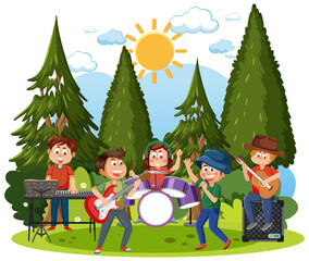 Obraz na płótnie Canvas Children playing music at park