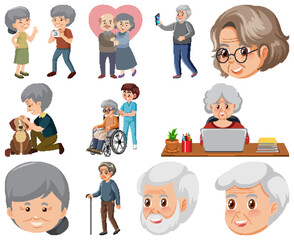Collection of elderly people icons