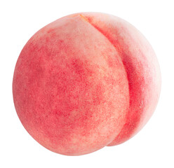 Fragrant Peach fruit with leaf isolated on white background, Fresh White Peach on White PNG File.