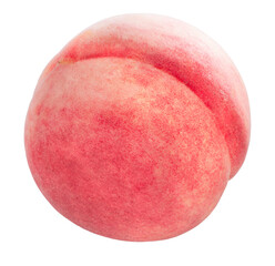 Fragrant Peach fruit with leaf isolated on white background, Fresh White Peach on White PNG File.