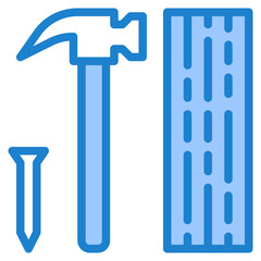 Wood tools blue style icon