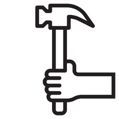 Hold hammer outline style icon