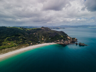 Opito Bay, Coromandel Peninsula in New Zealand seen from above