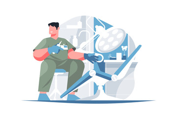 Dental office interior with dentist workplace