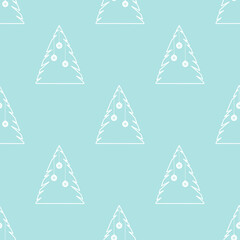 Seamless pattern with decorated Christmas tree. Festive flat style design for packaging and print. Vector.