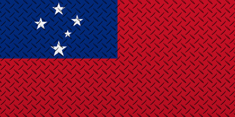 3D Flag of Samoa on a metal wall background.