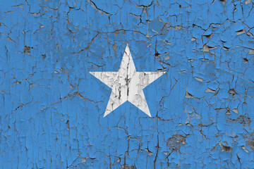 3D Flag of Somalia on an old stone wall background.