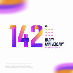 Number 142 logo icon design, 142 birthday logo number, anniversary 142
