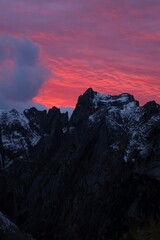 Famous Saxer Lucke mountain ridge located in Alpstein, Appenzell in Switzerland