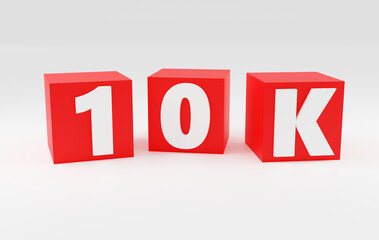 Sign 10k online internet media blog followers 3D render illustration