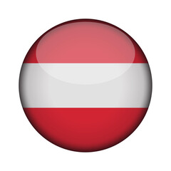 austria Flag in glossy round button of icon. National concept sign. Independence Day. isolated on transparent background.