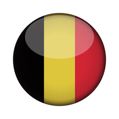 Fototapeta premium belgium Flag in glossy round button of icon. National concept sign. Independence Day. isolated on transparent background.