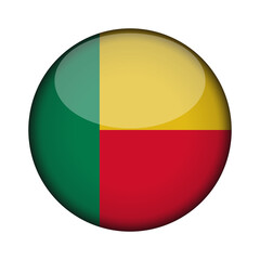 Fototapeta premium benin Flag in glossy round button of icon. National concept sign. Independence Day. isolated on transparent background.