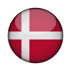 denmark Flag in glossy round button of icon. National concept sign. Independence Day. isolated on transparent background.