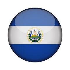 el salvador Flag in glossy round button of icon. National concept sign. Independence Day. isolated on transparent background.
