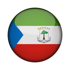 Obraz premium equatorial guinea Flag in glossy round button of icon. National concept sign. Independence Day. isolated on transparent background.