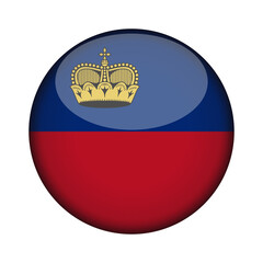 Obraz premium liechtenstein Flag in glossy round button of icon. National concept sign. Independence Day. isolated on transparent background.