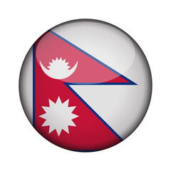 nepal Flag in glossy round button of icon. National concept sign. Independence Day. isolated on transparent background.