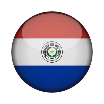 paraguay Flag in glossy round button of icon. National concept sign. Independence Day. isolated on transparent background.