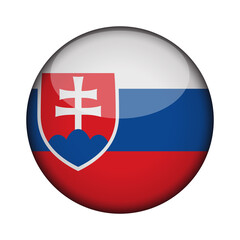slovakia Flag in glossy round button of icon. National concept sign. Independence Day. isolated on transparent background.