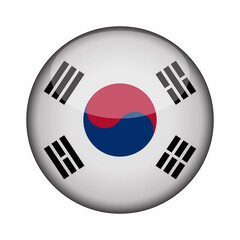 south korea Flag in glossy round button of icon. National concept sign. Independence Day. isolated on transparent background.