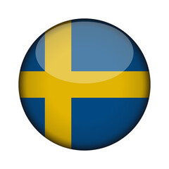 sweden Flag in glossy round button of icon. National concept sign. Independence Day. isolated on transparent background.