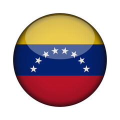 venezuela Flag in glossy round button of icon. National concept sign. Independence Day. isolated on transparent background.
