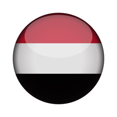 yemen Flag in glossy round button of icon. National concept sign. Independence Day. isolated on transparent background.
