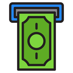 Cash machine color line style icon