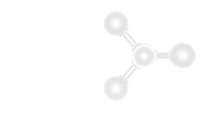Molecular structure of clear atom under white lighting background. Concept 3D CG of vaccine development, regenerative and advanced medicine. PNG file format.