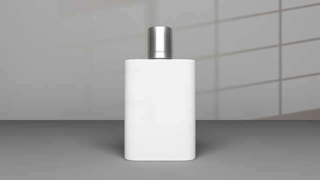 White spray bottle mockup. Perfume bottle mockup. White cosmetic bottle. Product mockup. White can mockup. Product on white background.