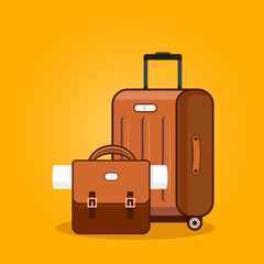 traveling suitcase and bag vector icon
