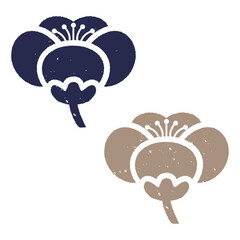 和風版画スタンプ　シンプルな梅の花2種類