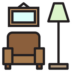 Furniture color line style icon