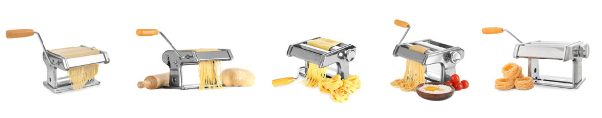 Set of pasta machine isolated on white