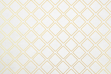 Abstract grid pattern background. Luxury white and gold mosaic tile texture.
