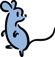 振り向いて辺りを見回すネズミ。アイソメトリック図。