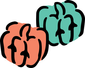 2色のジャックオランタン。アイソメトリック図。