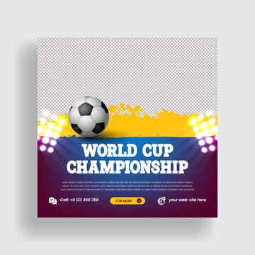 World football soccer championship social media post, web banner, ads or square flyer or poster with gradient colorful template design (7)