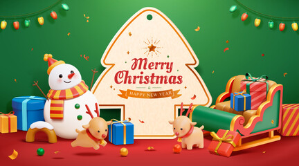 3d Christmas holiday poster
