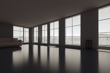 empty concrete loft apartment or office interior