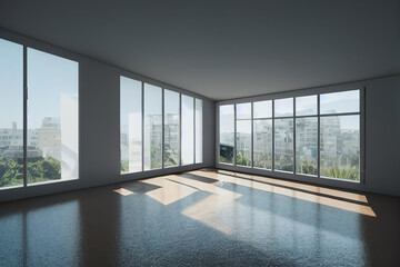 empty concrete loft apartment or office interior