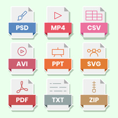 Document file folder mp3 mp4 jpg png zip ppt txt pdf