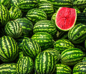 watermelons on a market